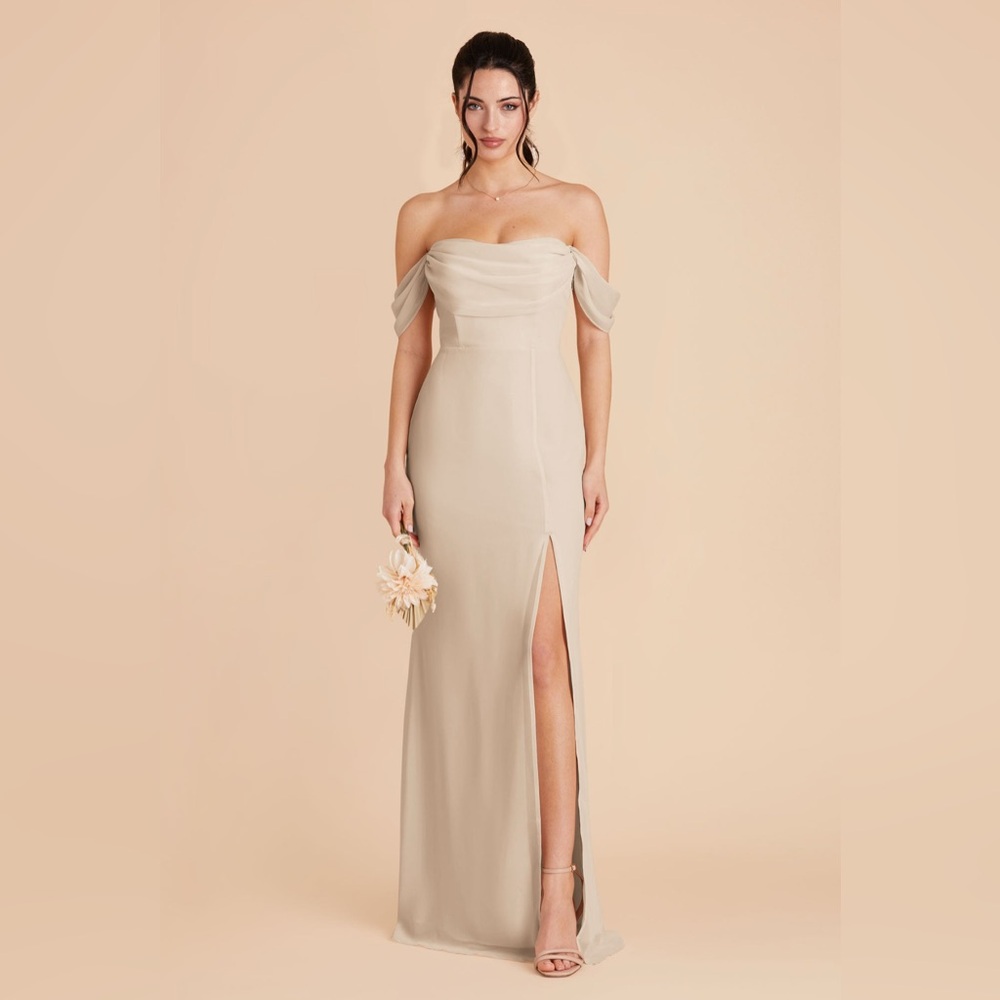 Birdy Grey Mira Dress Chiffon Neutral Champagne